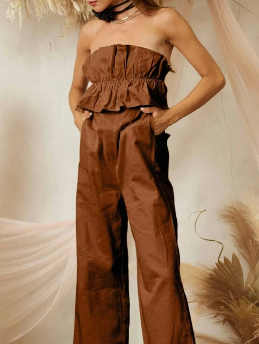 #103084 🛑S,M,L Tube Top Jumpsuit - Picture 5 of 6